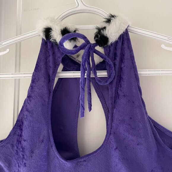 1990s Vintage Purple Stretch Velvet Clubbing Mini Dress - Picture 3 of 7